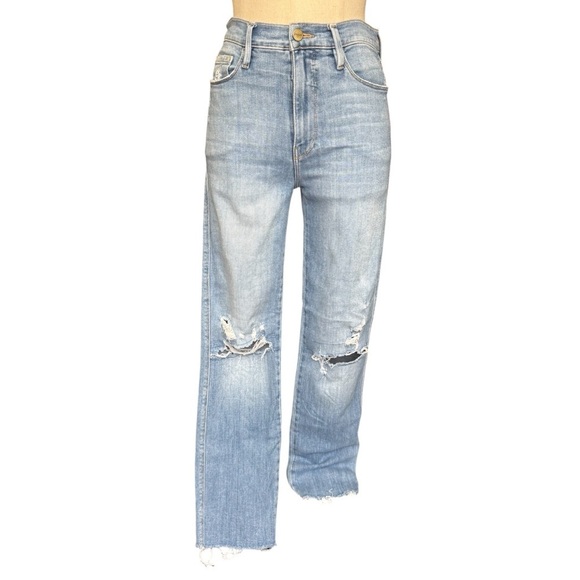 Frame Le Sylvie Slendor Straight Jeans in Overdrive Wash Distressed Blue 27 - Picture 2 of 9